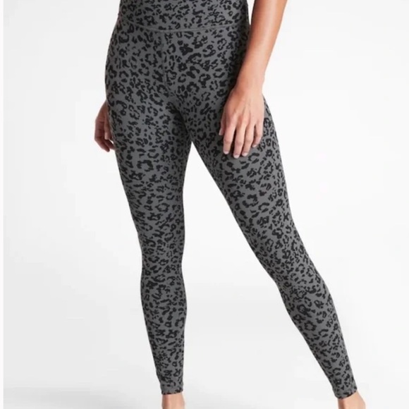 Athleta Pants - Athleta Elation Ultra High Rise Tight Leggings Leopard Anthracite Grey Medium